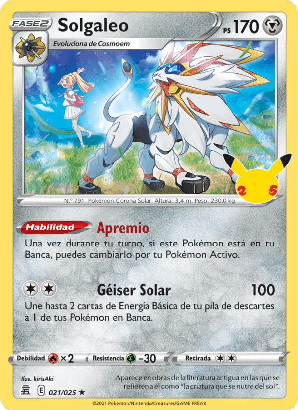 Solgaleo, carta 21 de Celebraciones