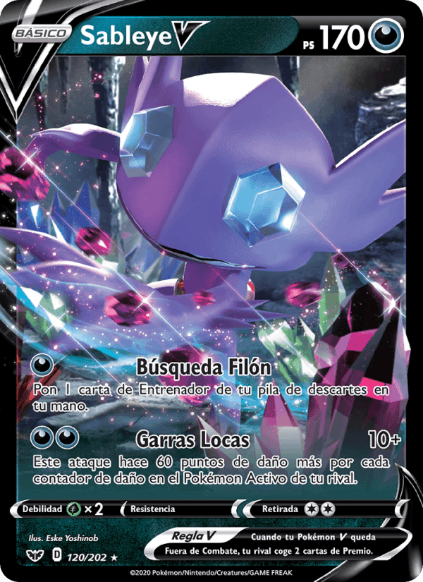 Sableye V, card 120 from Espada y Escudo