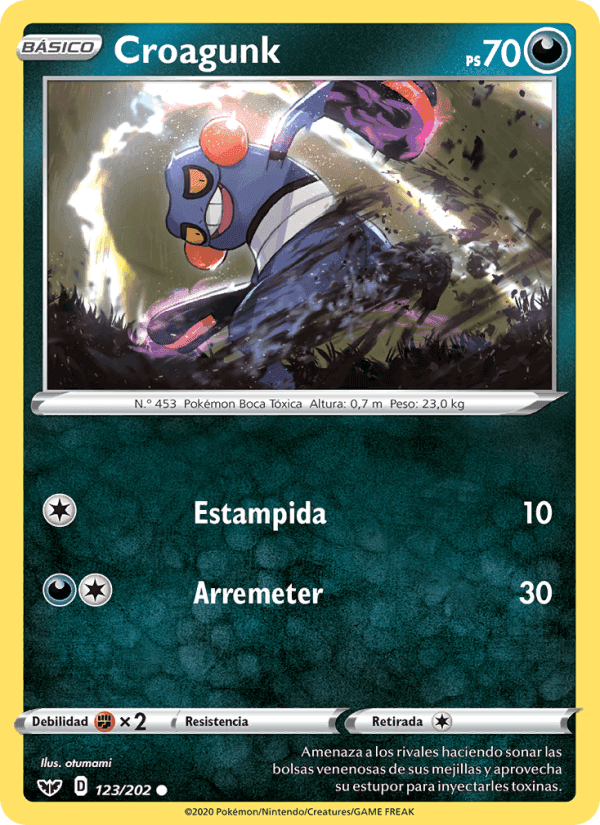 Croagunk, card 123 from Espada y Escudo