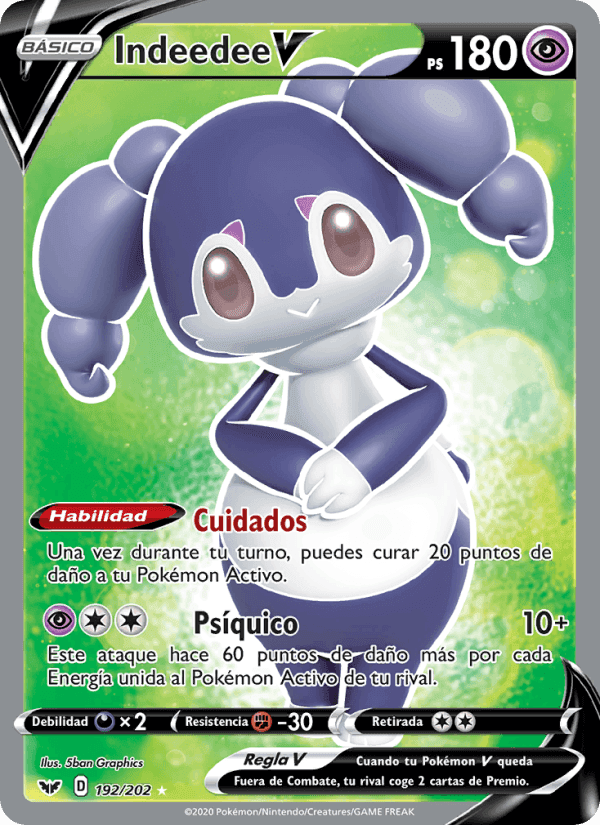 Indeedee V, card 192 from Espada y Escudo