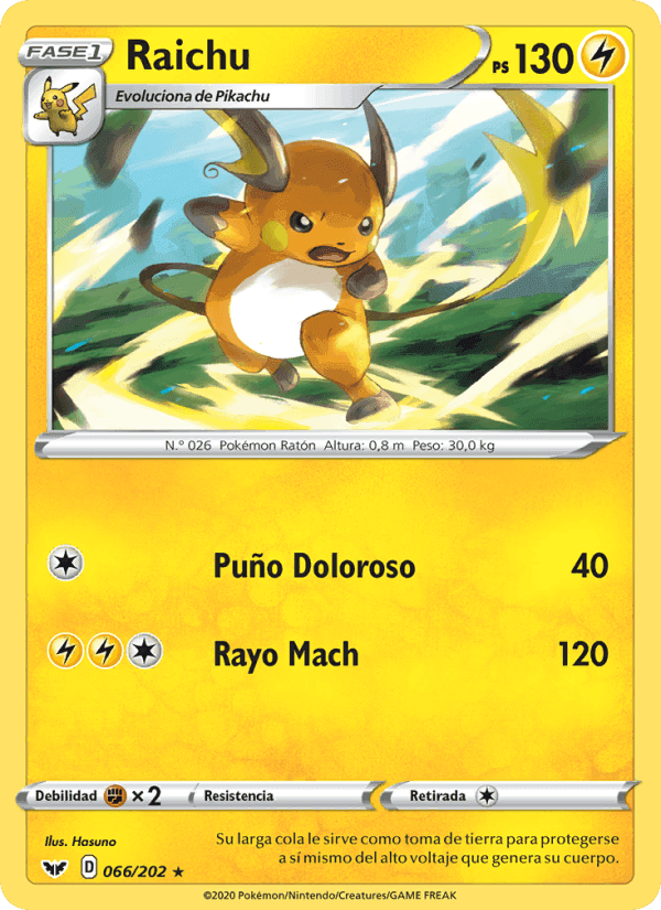 Raichu, card 66 from Espada y Escudo