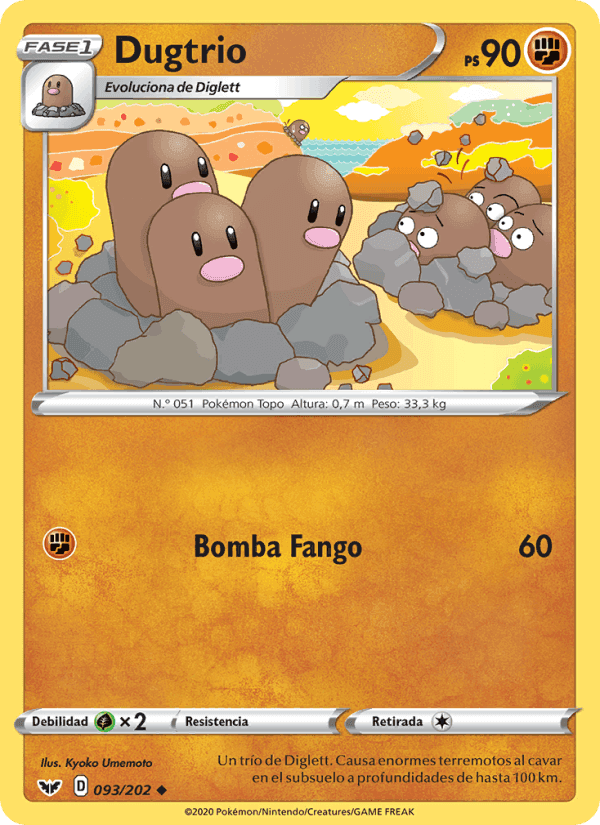 Dugtrio, card 93 from Espada y Escudo