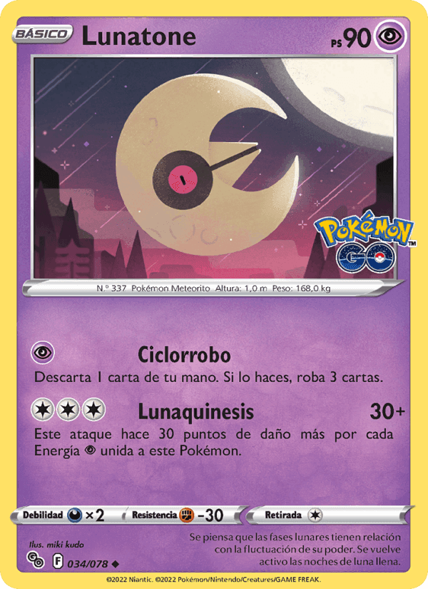Lunatone, carta 034 de Pokémon GO