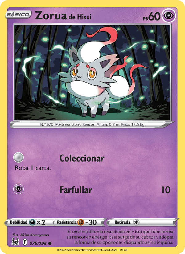 Zorua de Hisui, card 075 from Origen Perdido