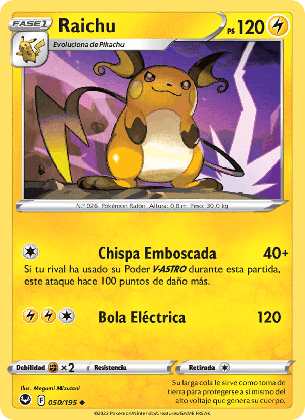 Raichu, carta 050 di Tempestad Plateada
