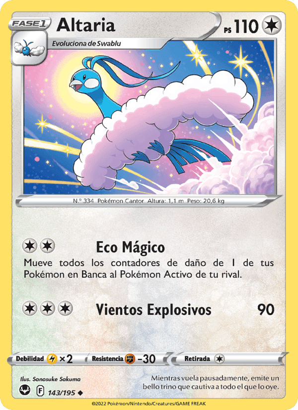 Altaria, card 143 from Tempestad Plateada