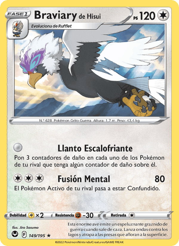 Braviary de Hisui, card 149 from Tempestad Plateada