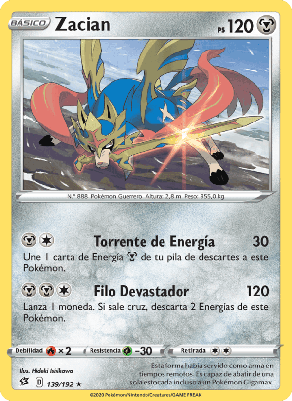 Zacian, card 139 from Choque Rebelde