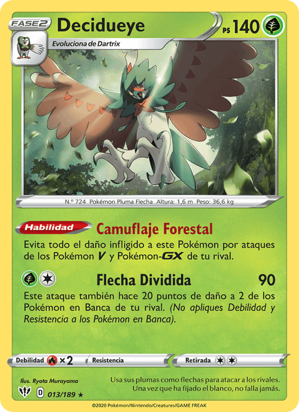 Decidueye, carta 13 de Oscuridad Incandescente