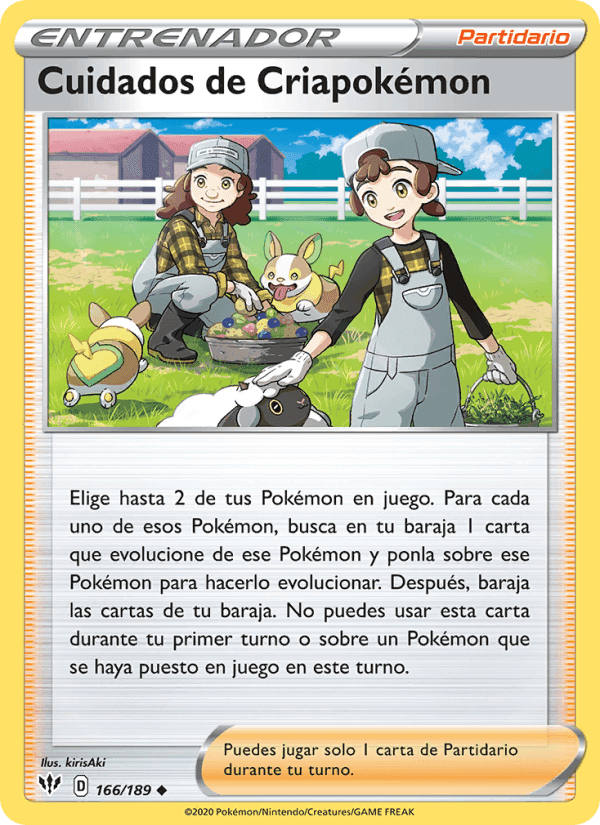 Cuidados de Criapokémon, card 166 from Oscuridad Incandescente