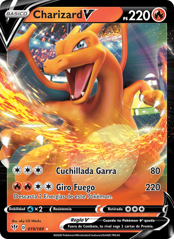 Charizard V, carta 19 de Oscuridad Incandescente