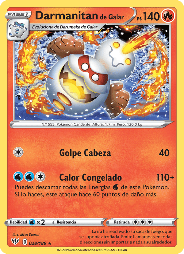 Darmanitan de Galar, carta 28 de Oscuridad Incandescente