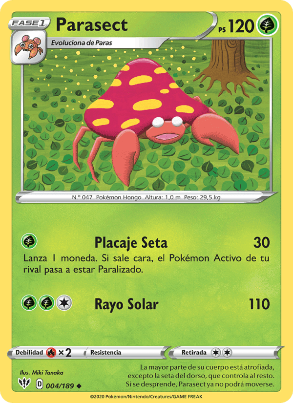 Parasect, carta 4 de Oscuridad Incandescente