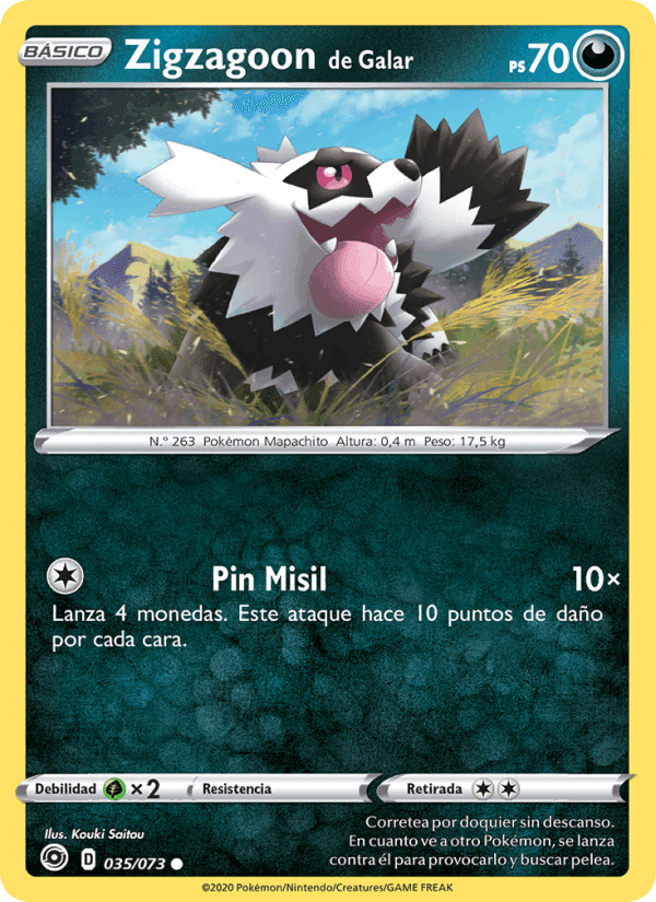 Zigzagoon de Galar, carta 35 di Camino de Campeones