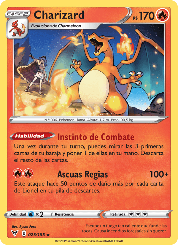 Charizard, carta 25 de Voltaje Vívido