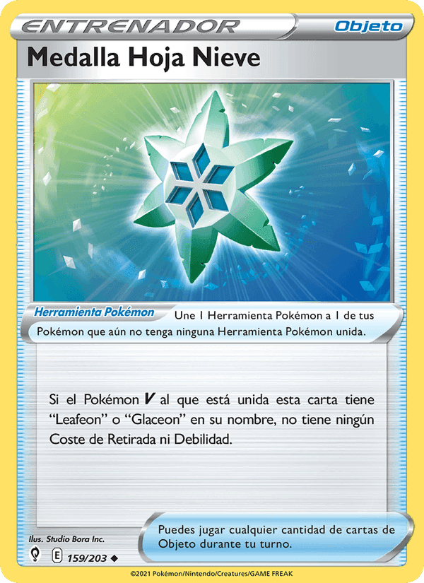 Medalla Hoja Nieve, card 159 from Cielos Evolutivos