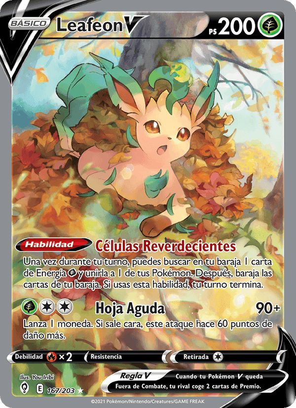 Leafeon V, carta 167 de Cielos Evolutivos