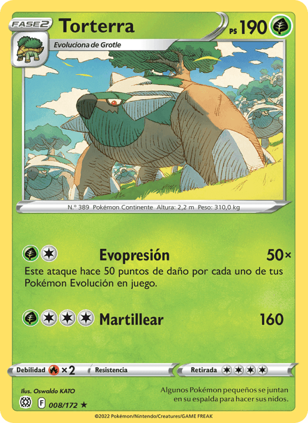 Torterra, carta 008 de Astros Brillantes