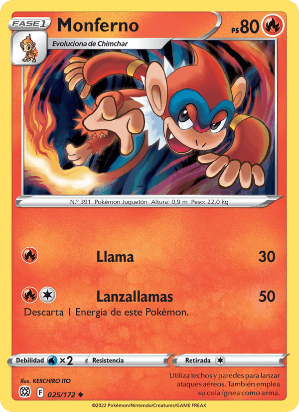 Monferno, carta 025 de Astros Brillantes