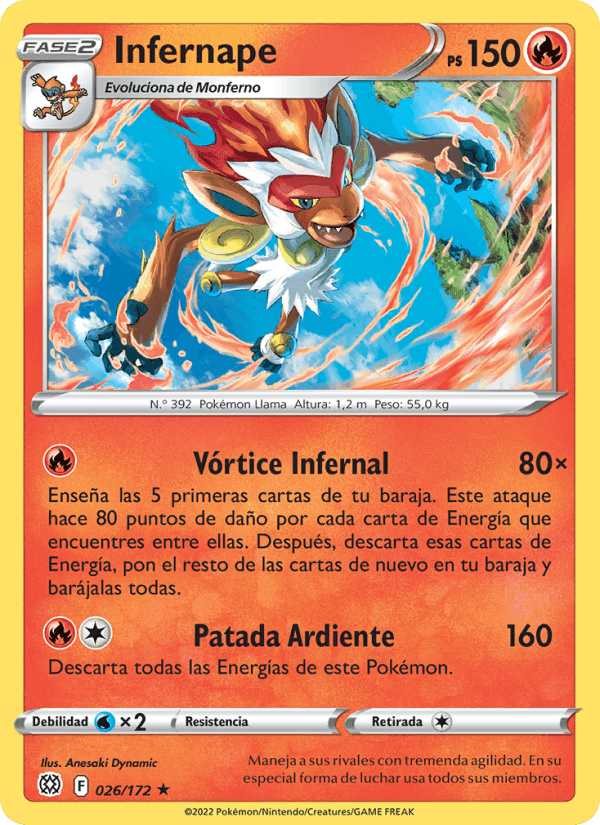 Infernape, carta 026 de Astros Brillantes