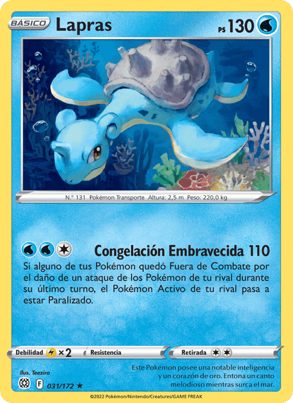 Lapras, carta 031 de Astros Brillantes