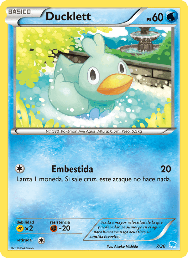 Ducklett, carta 7 de Kit de Entrenador XY (Suicune)