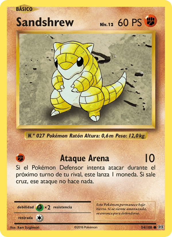 Sandshrew, carta 54 de Evoluciones