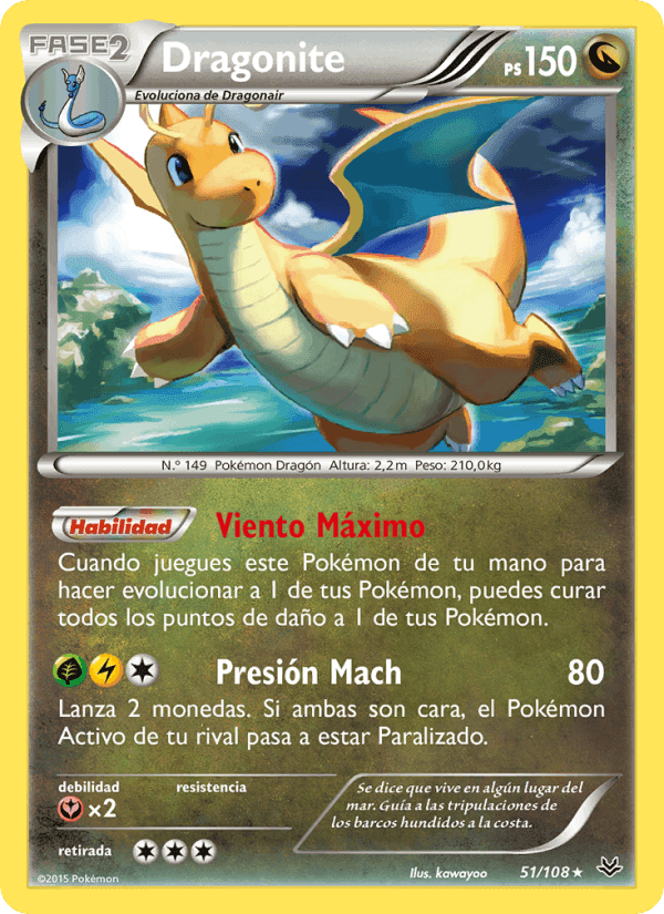 Dragonite, card 51 from Cielos Rugientes