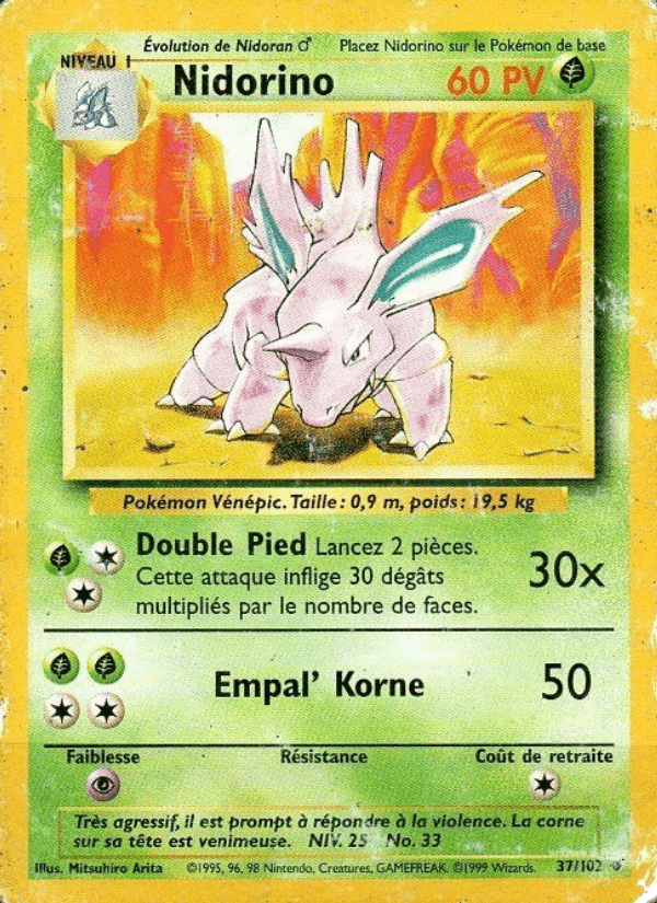 Nidorino, carte 37 de Set de Base