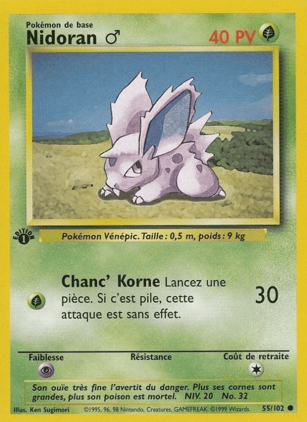 Nidoran ♂, carte 55 de Set de Base