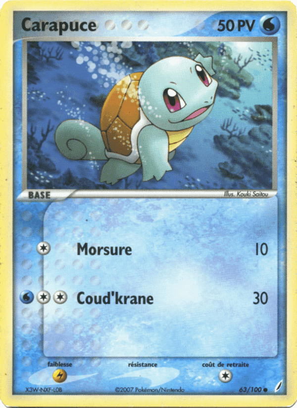 Carapuce, carte 63 de EX Gardiens de Cristal