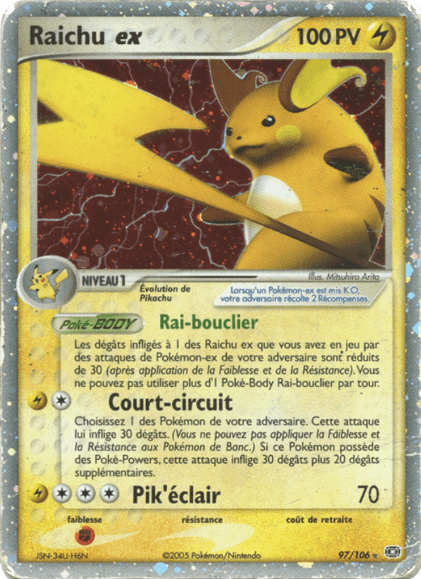Raichu ex, carta 97 de EX Émeraude