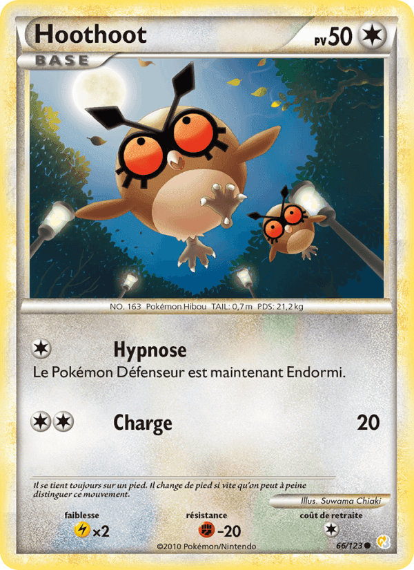 Hoothoot, card 66 from HeartGold SoulSilver