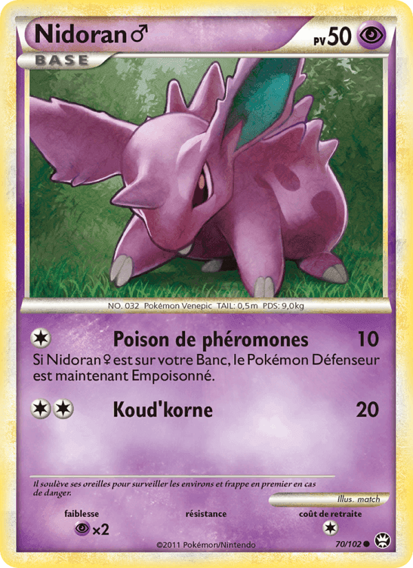 Nidoran♂, card 70 from Triomphant