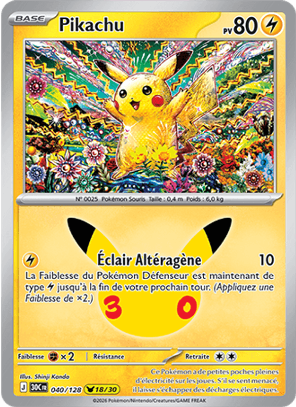Pikachu, carte 040 de 30ᵉ Anniversaire