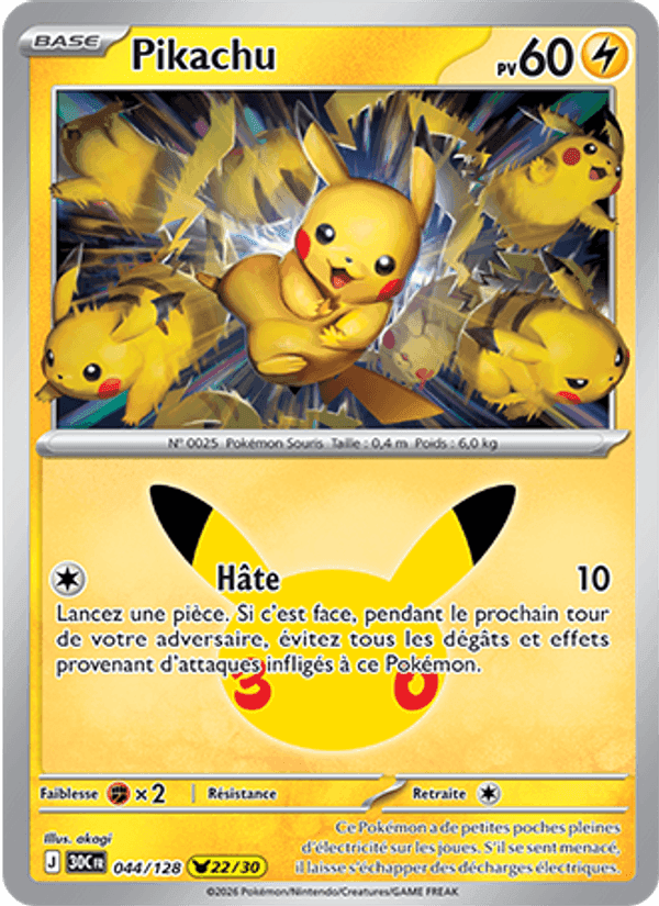 Pikachu, carte 044 de 30ᵉ Anniversaire