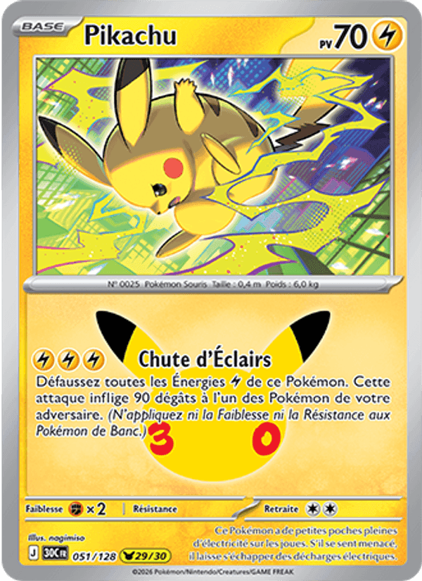 Pikachu, carta 051 de 30ᵉ Anniversaire
