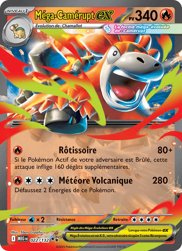 Méga-Camérupt-ex, carte 022 de Méga-Évolution