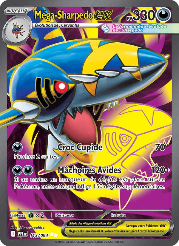 Méga-Sharpedo-ex, card 113 from Flammes Fantasmagoriques