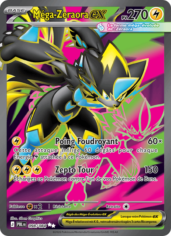 Méga-Zeraora-ex, card 098 from Nuit Noire