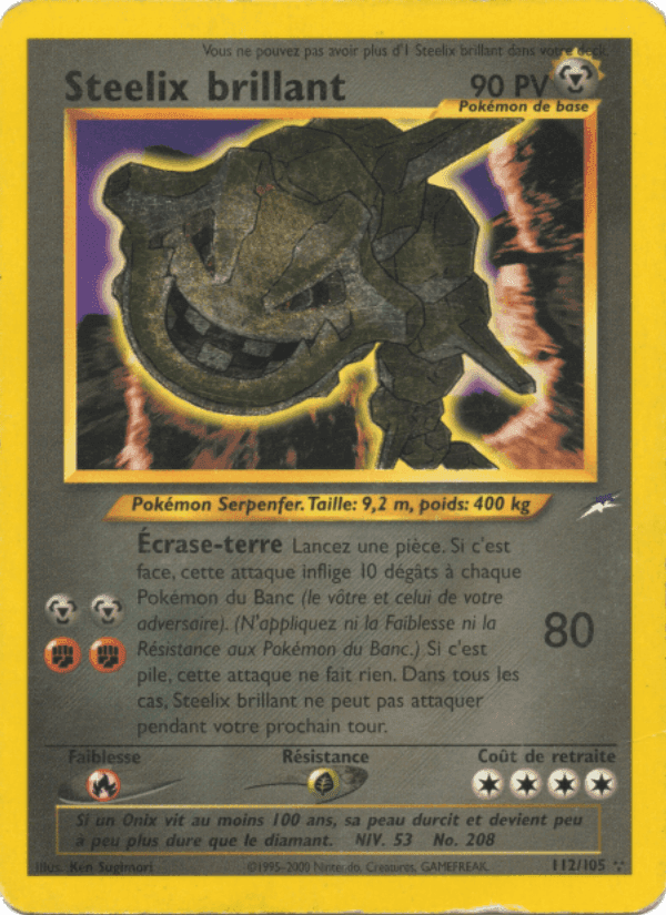 Steelix brillant, carta 112 de Neo Destiny