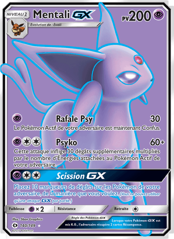 Mentali GX, card 140 from Soleil et Lune