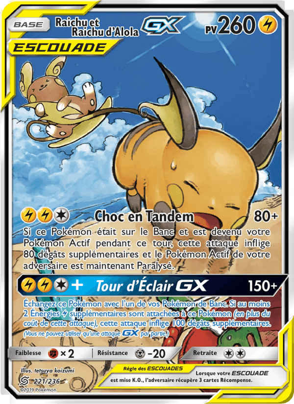 Raichu et Raichu d’Alola GX, carte 221 de Harmonie des Esprits