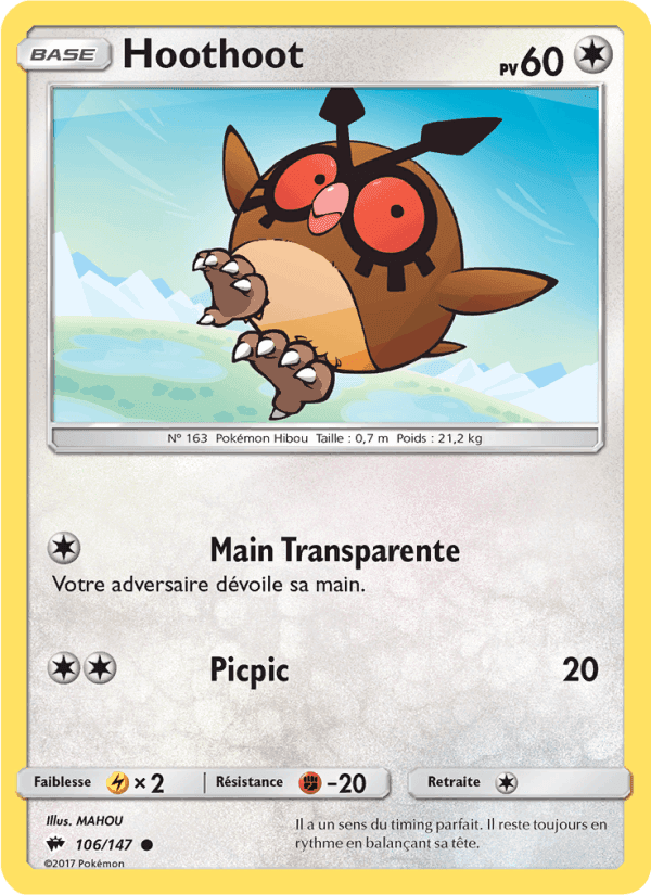 Hoothoot, card 106 from Ombres Ardentes