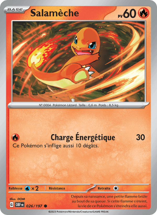 Salamèche, carte 026 de Flammes Obsidiennes