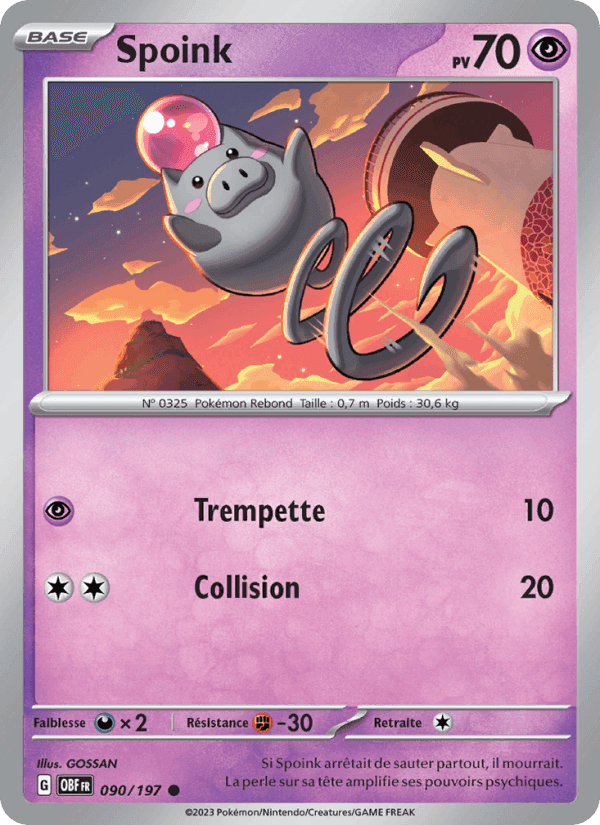 Spoink, card 090 from Flammes Obsidiennes