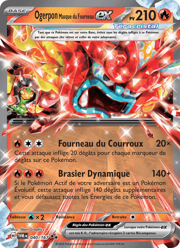 Ogerpon Masque du Fourneau-ex, carte 040 de Mascarade Crépusculaire