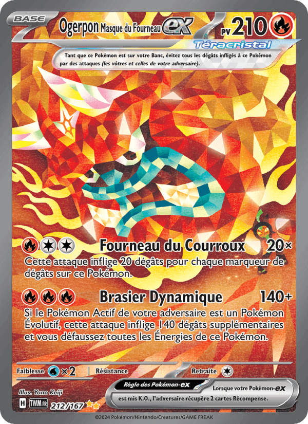 Ogerpon Masque du Fourneau-ex, card 212 from Mascarade Crépusculaire