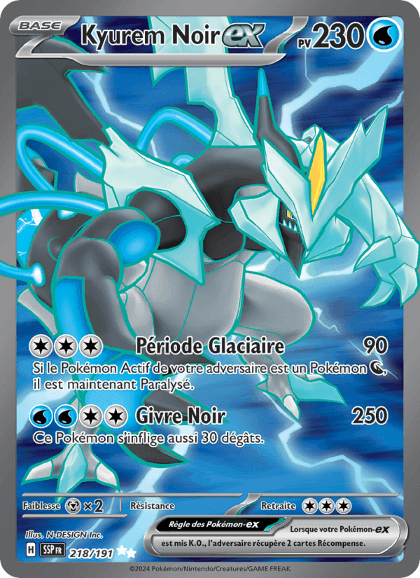 Kyurem Noir-ex, card 218 from Étincelles Déferlantes