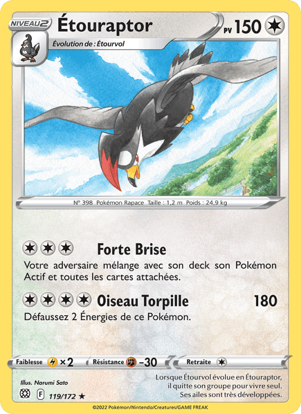Étouraptor, card 119 from Stars Étincelantes